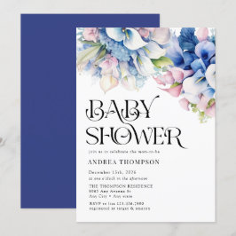 Invitación Hydrangea | Lilies Floral | Baby Shower acuarela