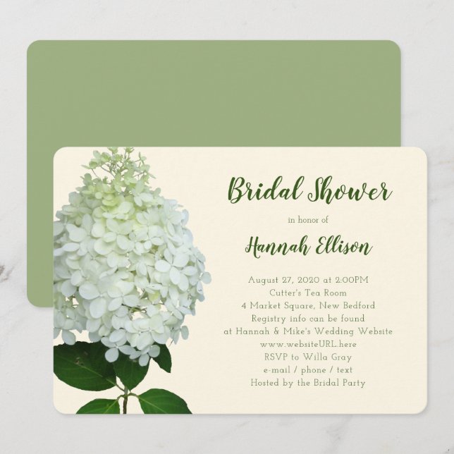Invitación Hydrangea Limelight Big Flower Bridal Shower (Anverso / Reverso)