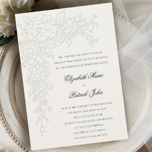 Invitación Hydrangea Luminoso Ecru Formal Clásico Boda