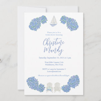 Invitación Hydrangea Nautical Classic Coastal Bridal Shower