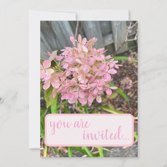 Invitación Hydrangea rosa (Anverso)