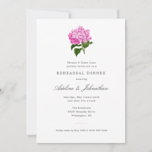 Invitación Hydrangea rosa Cena de ensayo elegante