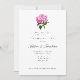 Invitación Hydrangea rosa Cena de ensayo elegante