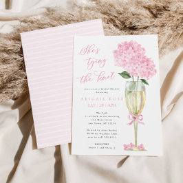 Invitación Hydrangea rosa está atando la ducha nupcial