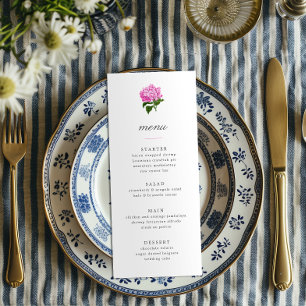 Invitación Hydrangea rosa Menú para el gran milenio