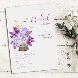 Invitación Hydrangea Rústica Lilac Elegante Ducha Boho Bridal