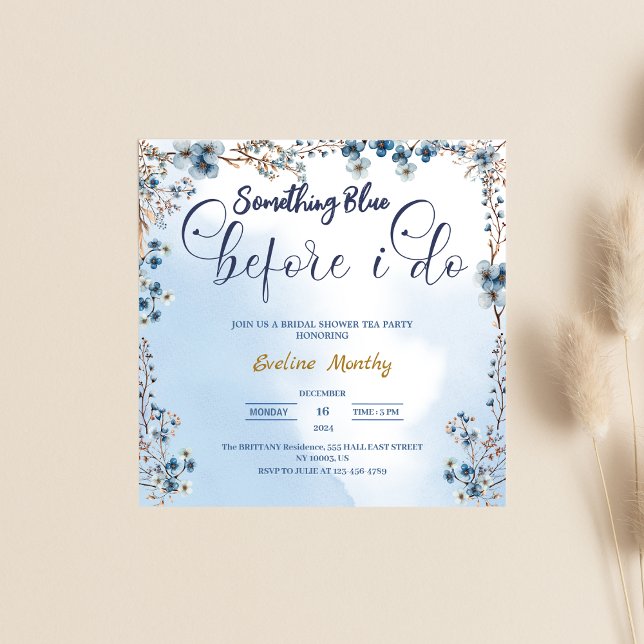 Invitación Hydrangea Something Blue Before I Do Baby Shower B (Subido por el creador)
