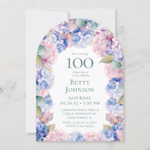 Invitación Hydrangeas 100.ª fiesta de cumpleaños