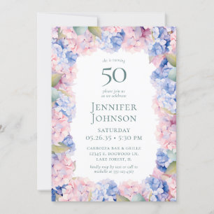 Invitación Hydrangeas 50.ª fiesta de cumpleaños
