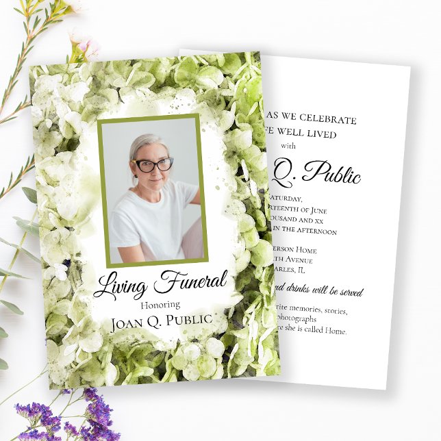 Invitación Hydrangeas Agua color de agua viva Funeral Fiesta (Subido por el creador)