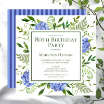 Hydrangeas Azules para Cumpleaños 80 Acuarela Flor