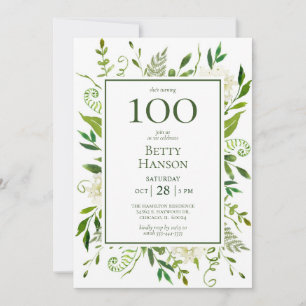 Invitación Hydrangeas Blancas Cumpleaños 100