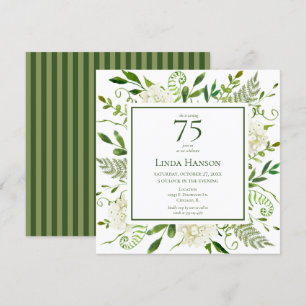 Invitación Hydrangeas blancas por el 75 cumpleaños