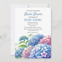 Invitación Hydrangeas Blue Floral Watercolor Británico