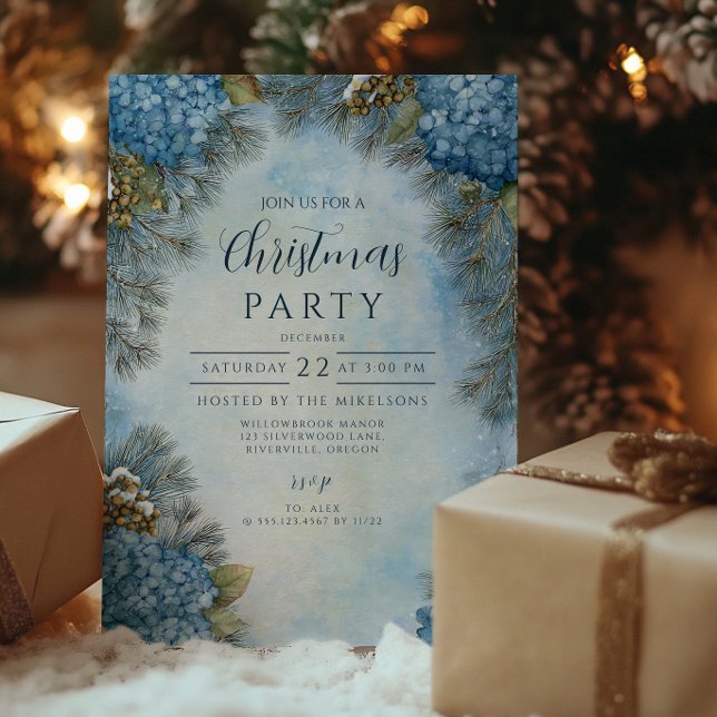 Invitación Hydrangeas de Navidad Piñas (Subido por el creador)