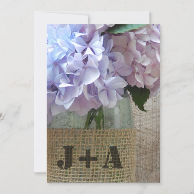 Invitación Hydrangeas en un tarro de albañil con la boda de (Anverso)