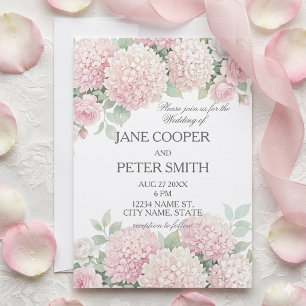 Invitación Hydrangeas pastel y rosas presupuesto Boda