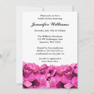 Invitación Hydrangeas Rosada Ducha de novias