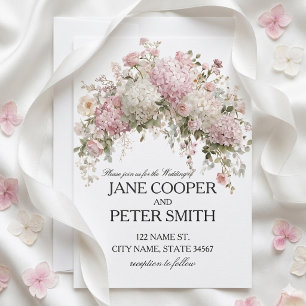 Invitación Hydrangeas y rosas pastel Bodas económicas