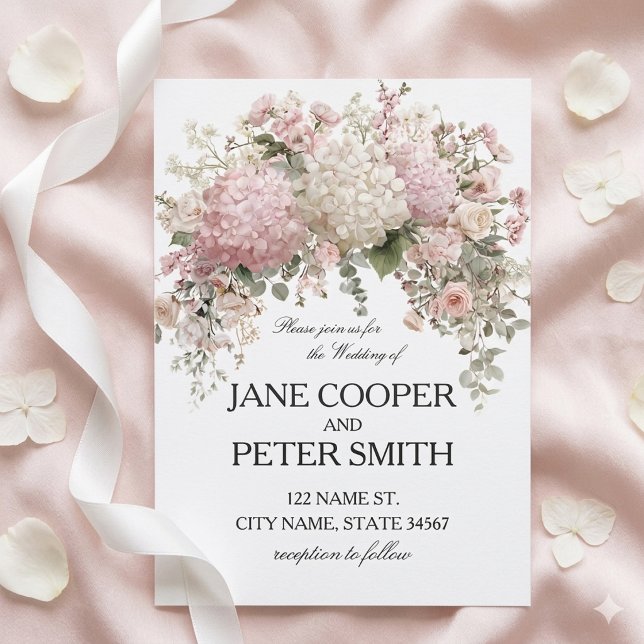 Invitación Hydrangeas y rosas pastel Bodas Presupuesto (Subido por el creador)