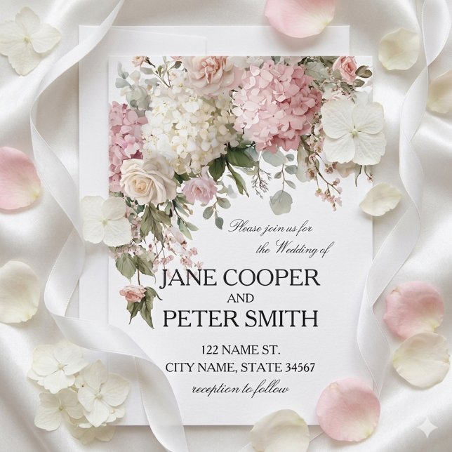 Invitación Hydrangeas y rosas pastel Presupuesto Boda (Subido por el creador)