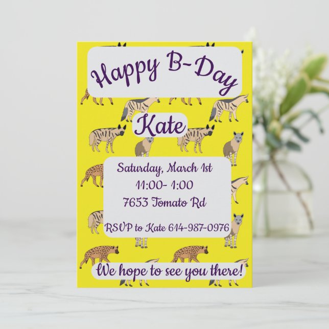 Invitación Hyenas Feliz Cumpleaños (Anverso de pie)