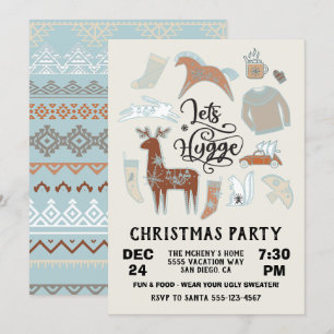 Invitación Hygge, Fiesta de Navidades de invierno acogedores