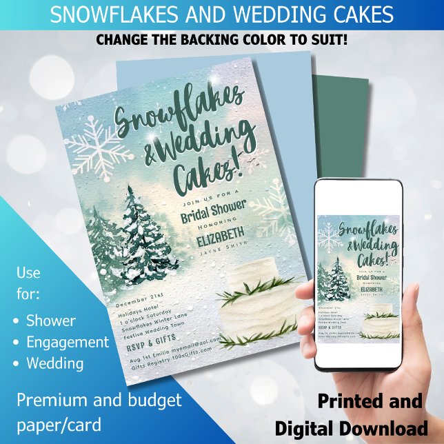 Invitación Hygge Snowflakes and Boda Cake Bridal Shower (Subido por el creador)