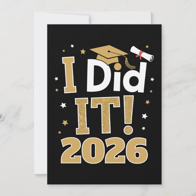 Invitación I Did It Class Of 2026 Gold Graduation Graduate (Anverso)