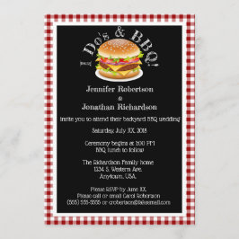 Invitación I Do and BQ Gingham Hamburger Casual Boda #2