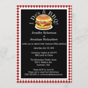 Invitación I Do and BQ Gingham Hamburger Casual Boda #2