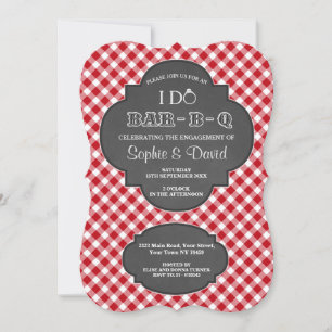 Invitación I DO BARBEQUE Engagement Chalk Gingham Invite