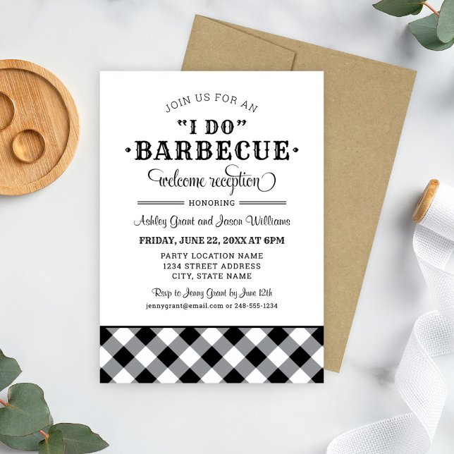 Invitación I Do BBQ Boda Negro Recepción de bienvenida (Subido por el creador)