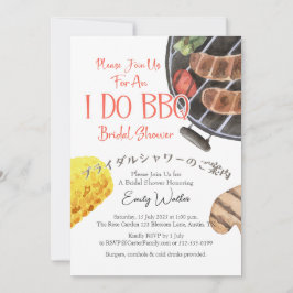 Invitación I Do BBQ Bridal Shower Grill Red Gingham Casual