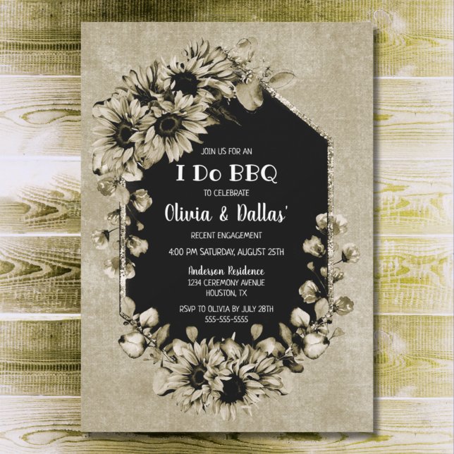 Invitación I Do BBQ Country Sunflower Floral Engagement Party (Subido por el creador)