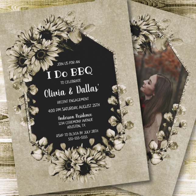 Invitación I Do BBQ Country Sunflower Photo Engagement Party (Subido por el creador)