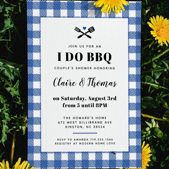 Invitación I Do BBQ Cuadros Azules y Blancos (Subido por el creador)