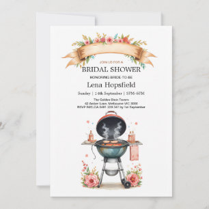 Invitación i do bbq ducha de novia acuarela Floral Cookout