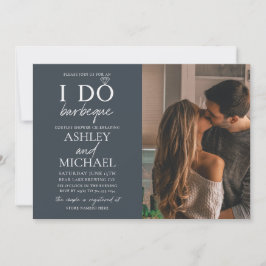Invitación I Do BBQ Dusty Blue 2 Photo Simple Script Shower