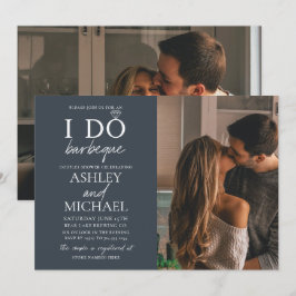 Invitación I Do BBQ Dusty Blue 2 Photo Simple Script Shower