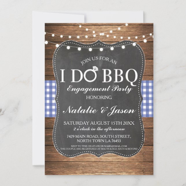 Invitación I DO BBQ Engagement Party Blue Shower Invite (Anverso)