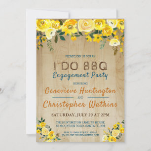 Invitación I Do BBQ   Partido de compromiso floral amarillo r