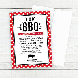 Invitación I Do BBQ Red Gingham Boda Couples Shower
