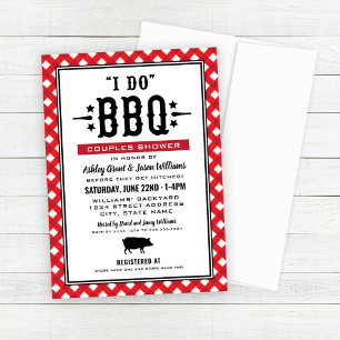 Invitación I Do BBQ Red Gingham Boda Couples Shower