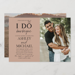Invitación I Do BBQ Rubor Brown 2 Photo Simple Script Shower