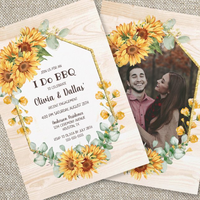 Invitación I Do BBQ Sunflower Floral Engagement Party Foto (Subido por el creador)