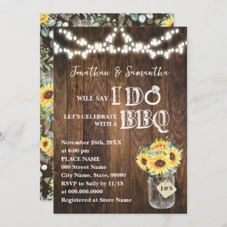 Invitación I do BBQ Sunflowers Western Couples Shower