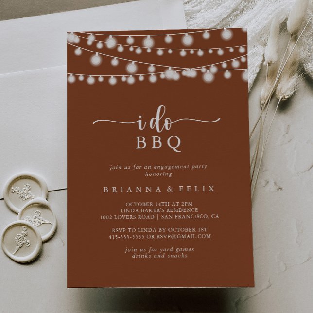 Invitación I Do BBQ Terracotta Lights Engagement Party (Subido por el creador)