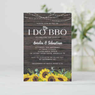 Invitación I Do BBQ Wood Lights Sunflower Bridal