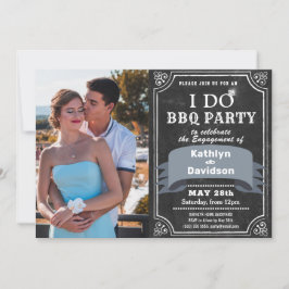 Invitación I DO Engagement 4 Photo Black Chalkboard BBQ Fiest